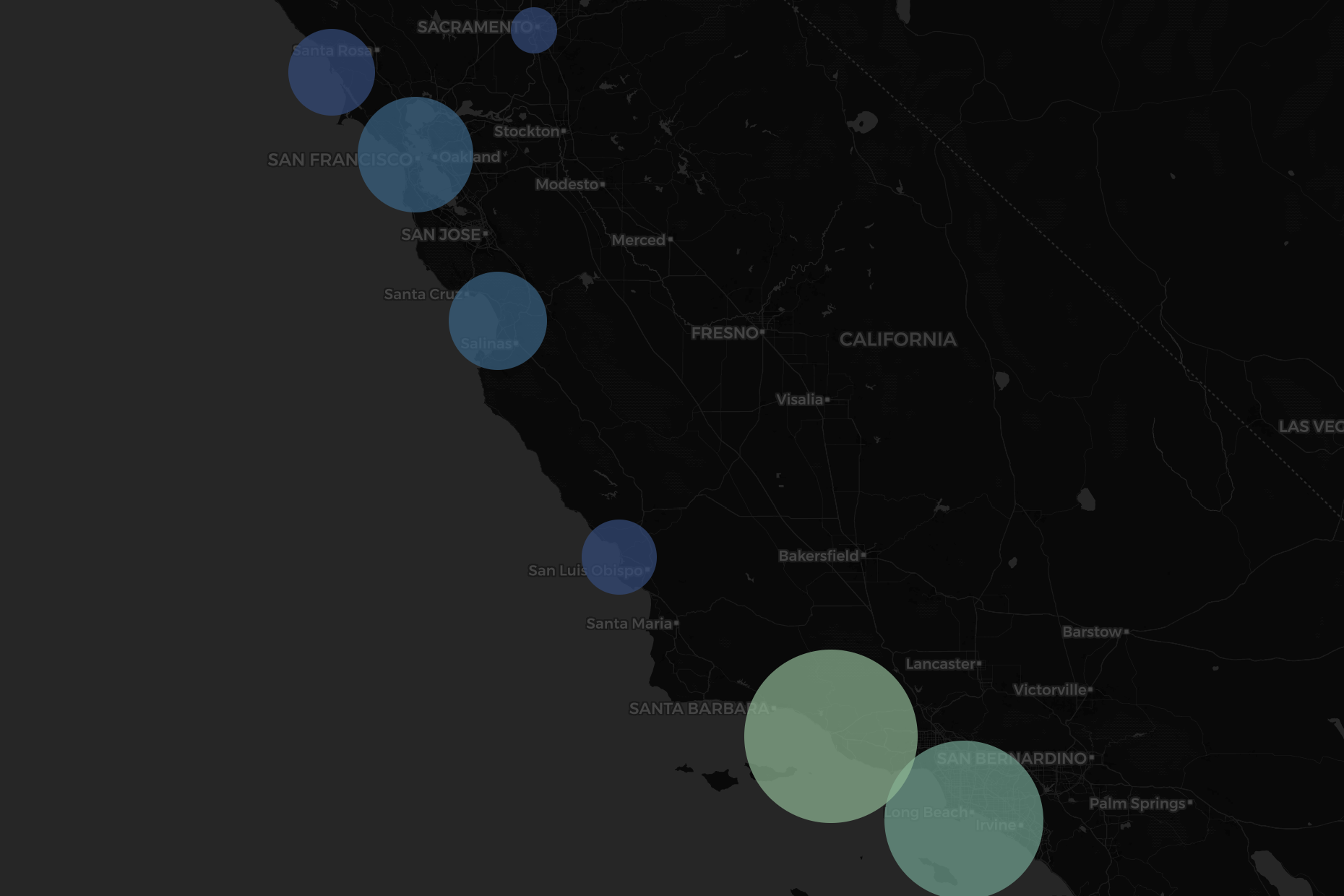 Map view showing commercial landings data by port