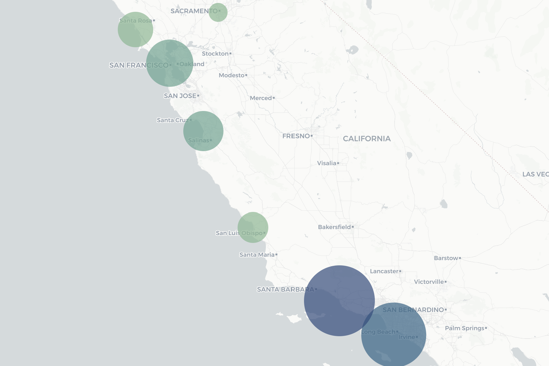 Map view showing commercial landings data by port